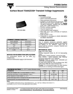 P4SMA11AHE3 Datasheet PDF Vishay Semiconductors