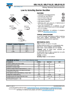 SBL10L25 Datasheet PDF Vishay Semiconductors