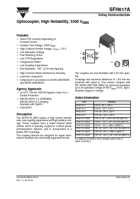 SFH617A-1 Datasheet PDF Vishay Semiconductors