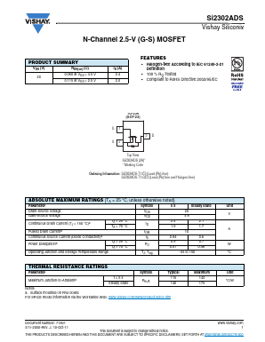 SI2302ADS-T1-GE3 Datasheet PDF Vishay Semiconductors