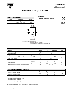 SI2301BDS-T1 Datasheet PDF Vishay Semiconductors