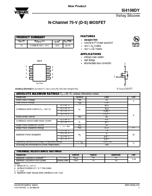SI4108DY-T1-GE3 Datasheet PDF Vishay Semiconductors