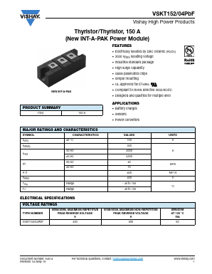 VSKT152/04PBF Datasheet PDF Vishay Semiconductors