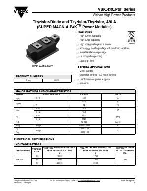 VSKH430-16PBF Datasheet PDF Vishay Semiconductors