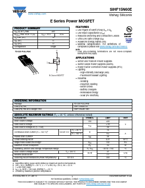 SIHF15N60E Datasheet PDF Vishay Semiconductors