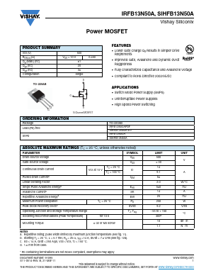 IRFB13N50A Datasheet PDF Vishay Semiconductors