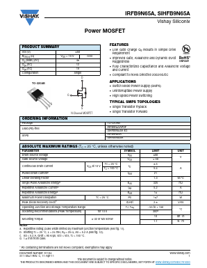 SIHFB9N65A-E3 Datasheet PDF Vishay Semiconductors