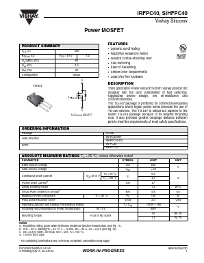 SIHFPC40 Datasheet PDF Vishay Semiconductors