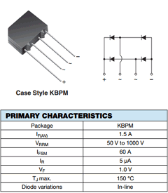 KBP005M Datasheet PDF Vishay Semiconductors