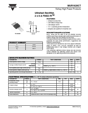 MUR1620CT Datasheet PDF Vishay Semiconductors