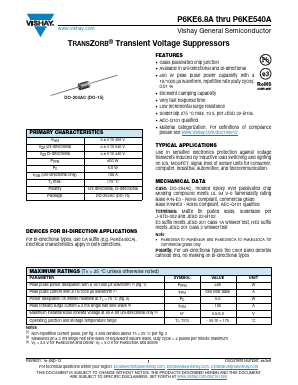 P6KE180A Datasheet PDF Vishay Semiconductors