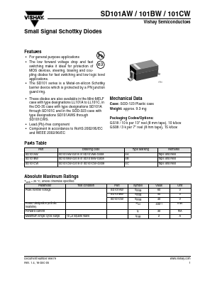 SD101AW-GS08 Datasheet PDF Vishay Semiconductors