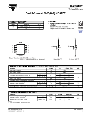 SI4953ADY-T1-GE3 Datasheet PDF Vishay Semiconductors