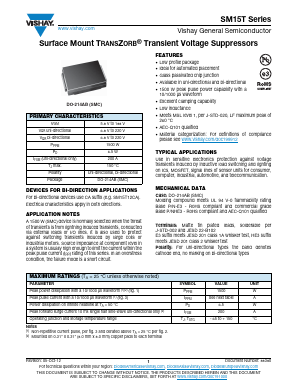 SM15T7V5A-E3 Datasheet PDF Vishay Semiconductors