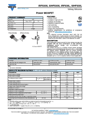 IRF830S Datasheet PDF Vishay Semiconductors