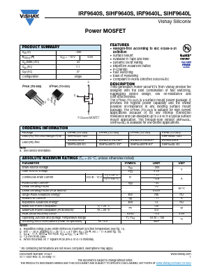 IRF9640L Datasheet PDF Vishay Semiconductors