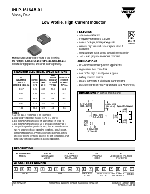 IHLP1616ABER1R0M01 Datasheet PDF Vishay Semiconductors