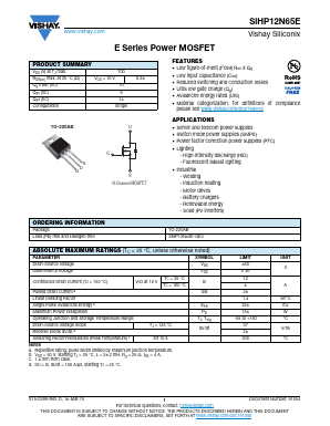 SIHP12N65E Datasheet PDF Vishay Semiconductors