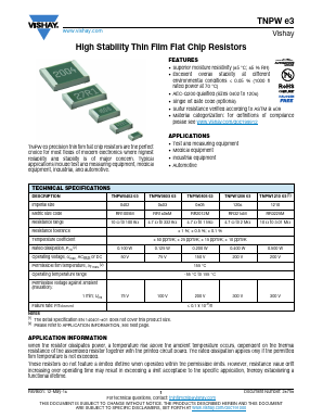 TNPW12061K32DEEA Datasheet PDF Vishay Semiconductors