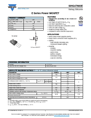 SIHG47N60E Datasheet PDF Vishay Semiconductors