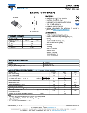 SIHG47N60E Datasheet PDF Vishay Semiconductors