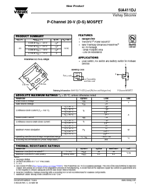 SIA411DJ Datasheet PDF Vishay Semiconductors