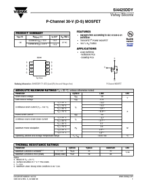 SI4425DDY Datasheet PDF Vishay Semiconductors