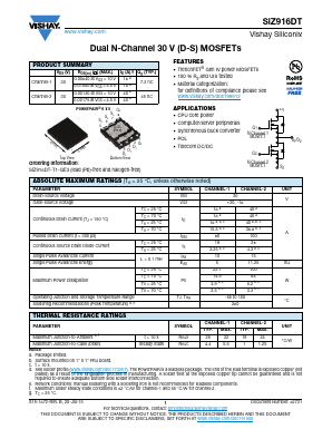 SIZ916DT Datasheet PDF Vishay Semiconductors