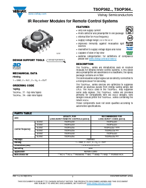 TSOP36433 Datasheet PDF Vishay Semiconductors