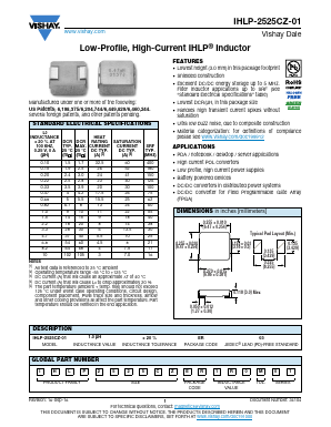 IHLP2525CZER3R9M01 Datasheet PDF Vishay Semiconductors