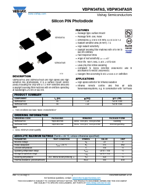 VBPW34FAS Datasheet PDF Vishay Semiconductors