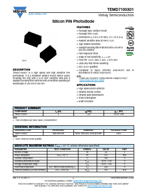 TEMD7100X01 Datasheet PDF Vishay Semiconductors