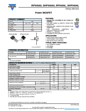 SIHF840AS-E3 Datasheet PDF Vishay Semiconductors