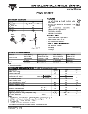 SIHF840ASTL-E3 Datasheet PDF Vishay Semiconductors