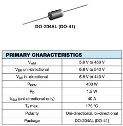 P4KE10AHE3 Datasheet PDF Vishay Semiconductors