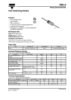 1N914_07 Datasheet PDF Vishay Semiconductors
