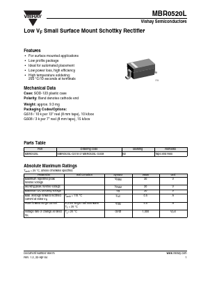 MBR0520L-GS18 Datasheet PDF Vishay Semiconductors