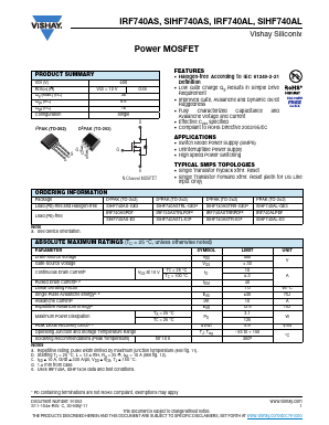SIHF740AS Datasheet PDF Vishay Semiconductors