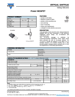 SIHFPG40-E3 Datasheet PDF Vishay Semiconductors
