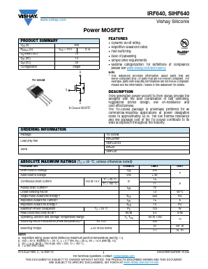 IRF640 Datasheet PDF Vishay Semiconductors