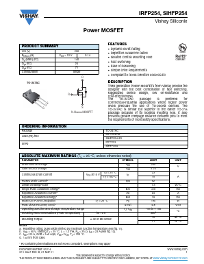 IRFP254PBF Datasheet PDF Vishay Semiconductors