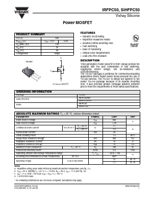 IRFPC50PBF Datasheet PDF Vishay Semiconductors