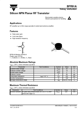 BFR91A Datasheet PDF Vishay Semiconductors