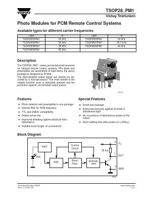 TSOP2856PM1 Datasheet PDF Vishay Semiconductors