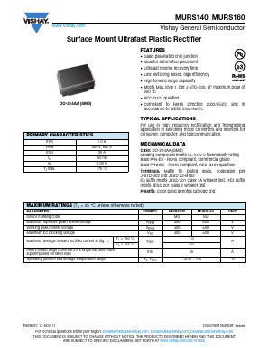 MURS160-E3/5BT Datasheet PDF Vishay Semiconductors