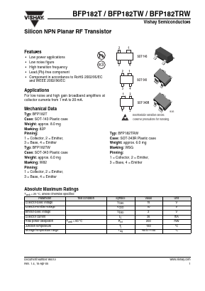 BFP182T Datasheet PDF Vishay Semiconductors