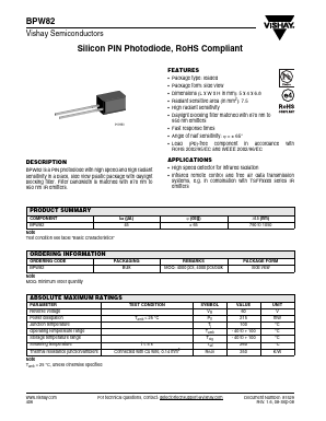 BPW82 Datasheet PDF Vishay Semiconductors