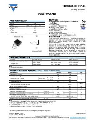IRF614STRRPBF Datasheet PDF Vishay Semiconductors