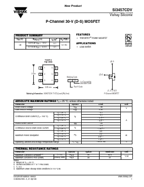 SI3457CDV-T1-E3 Datasheet PDF Vishay Semiconductors
