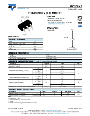 SI3457CDV-T1-E3 Datasheet PDF Vishay Semiconductors
